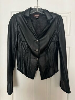 Danier Black Cropped Leather Blazer Jacket